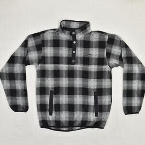 Cinch Men's Snap Pullover Sweater Polyester Black Plaid Size S Fleece Pockets